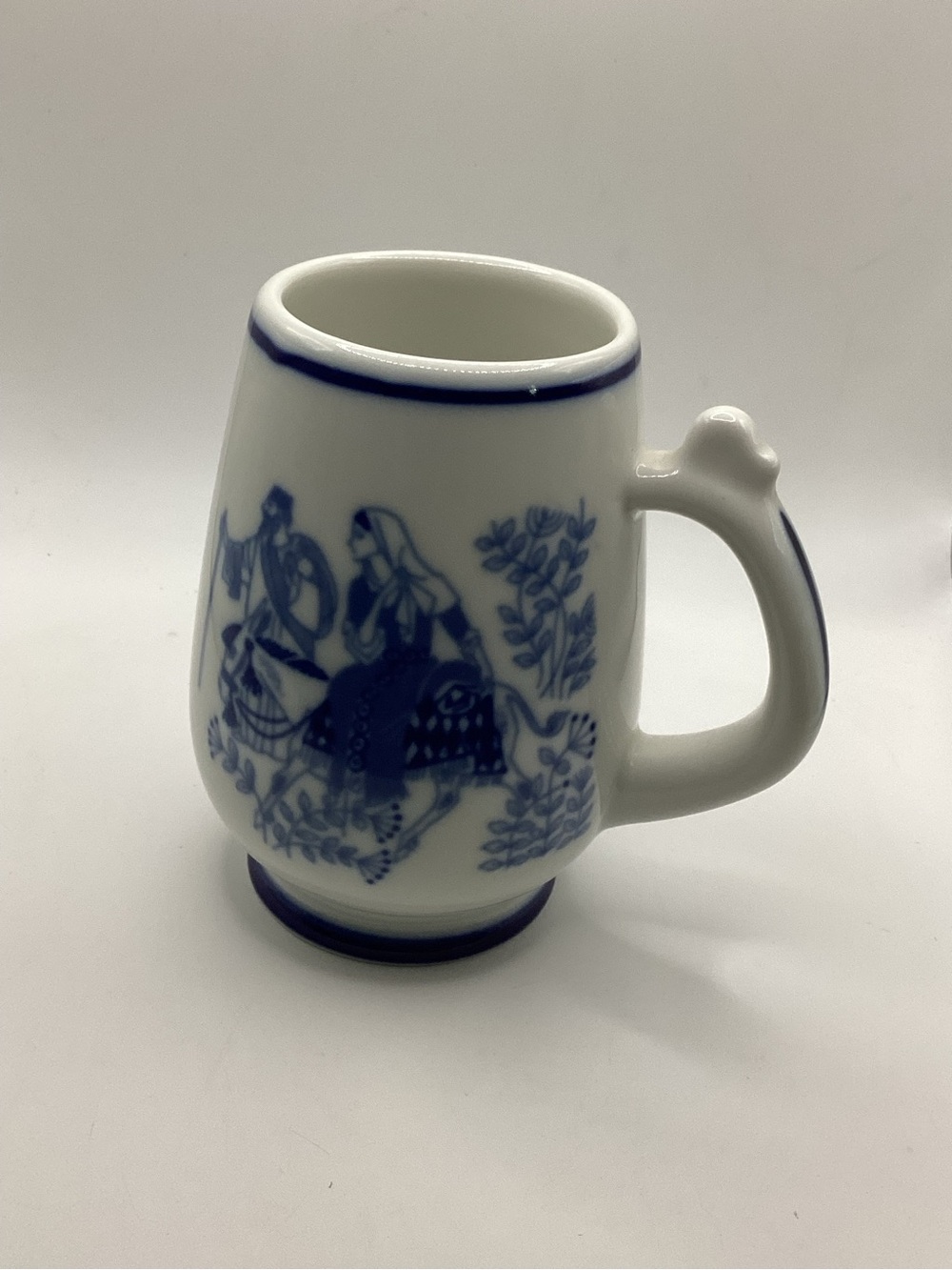 Blue and White Ceramic Mug with Scenic Pattern